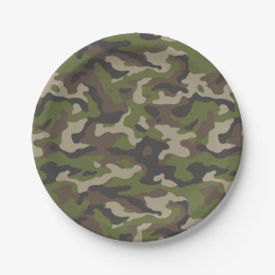 Green Camouflage Pattern Paper Plates
