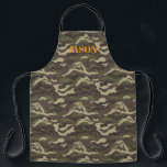 Green Camouflage Pattern Personalized Apron<br><div class="desc">Design features an allover camo pattern, with your name or choice of personalization. Trendy monogrammed design. Classy and fashionable this apron makes the perfect fashion accessory. Add your custom wording to this design by using the "Edit this design template" boxes on the right hand side of the item, or click...</div>