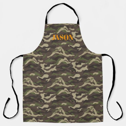 Green Camouflage Pattern Personalized Apron