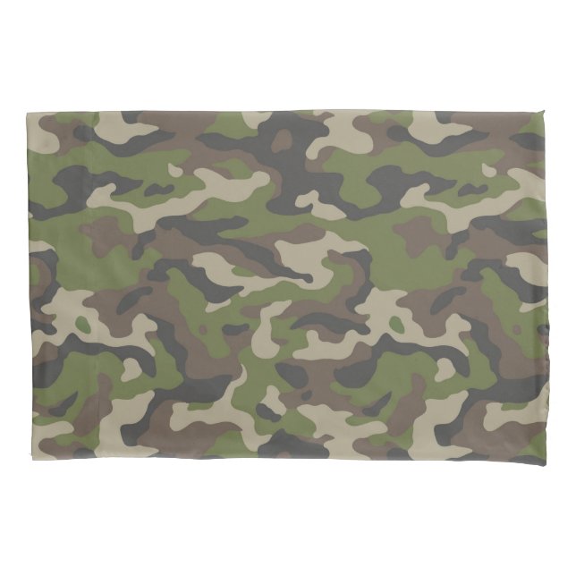 Green Camouflage Pattern Pillow Case (Front-Left)