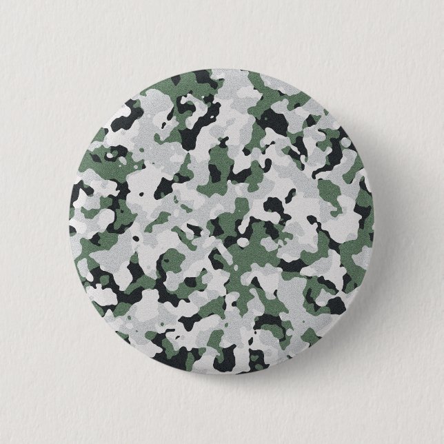Green camouflage pattern pinback button (Front)