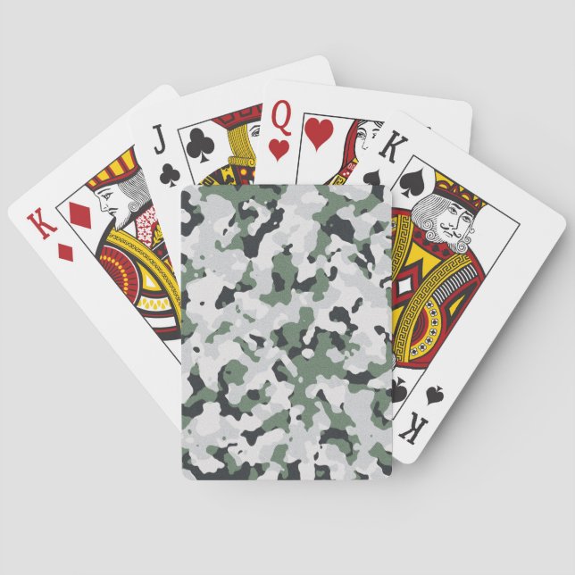 Green camouflage pattern poker cards (Back)