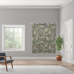 Green Camouflage Pattern Sheer Curtains