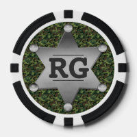 Green Camouflage Pattern Sheriff Badge Monogram
