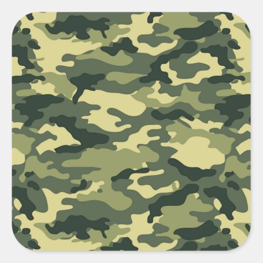 Green Camouflage Pattern Square Sticker | Zazzle.com