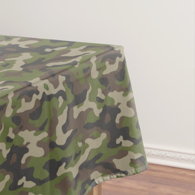 Green Camouflage Pattern Tablecloth (In Situ)