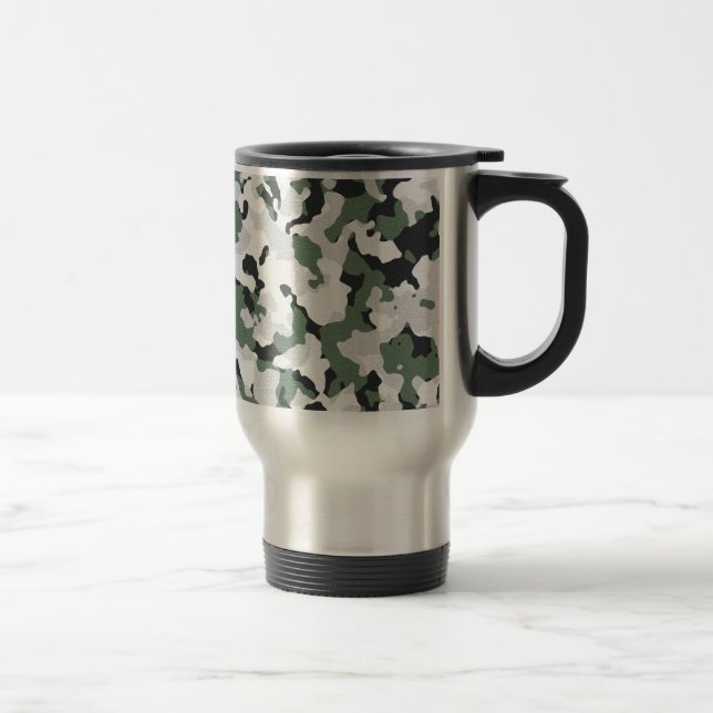 Green camouflage pattern travel mug (Right)