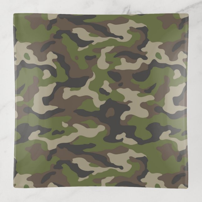 Green Camouflage Pattern Trinket Tray (Front)