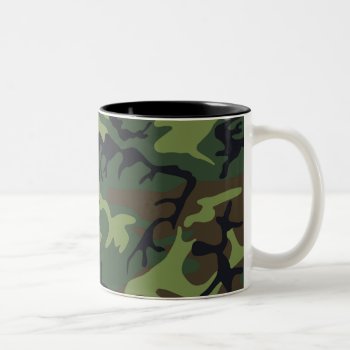 Green Camouflage Pattern Two-tone Coffee Mug by MissMatching at Zazzle