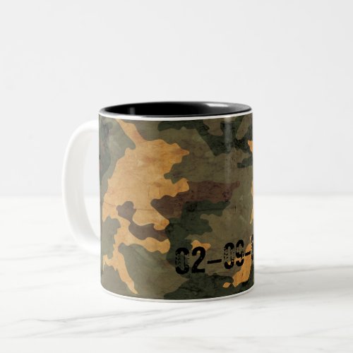 Green camouflage pattern vintage 2020 Two_Tone coffee mug