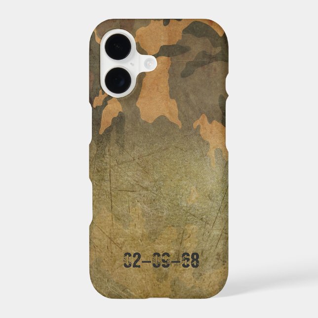 Green camouflage pattern vintage V2.0 Iphone Case (Back)