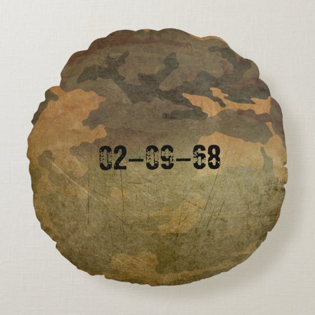 Green camouflage pattern vintage V2.0 Round Pillow (Front)