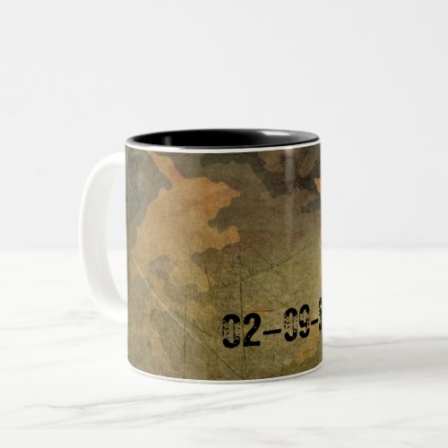 Green camouflage pattern vintage V20 Two_Tone Coffee Mug