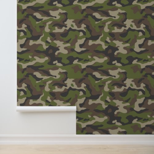 Green Camouflage Pattern Wallpaper