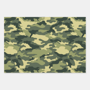 Green Camouflage Pattern Wrapping Paper Sheets