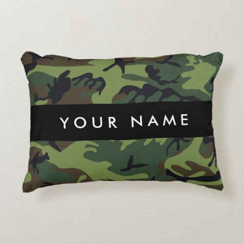 Green Camouflage Pattern Your name Personalize Accent Pillow