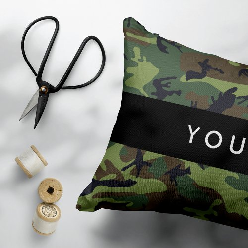 Green Camouflage Pattern Your name Personalize Accent Pillow