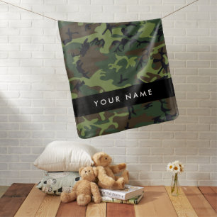 Green Camouflage Pattern, Your name, Personalize Baby Blanket