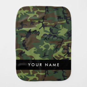Green Camouflage Pattern, Your name, Personalize Baby Burp Cloth