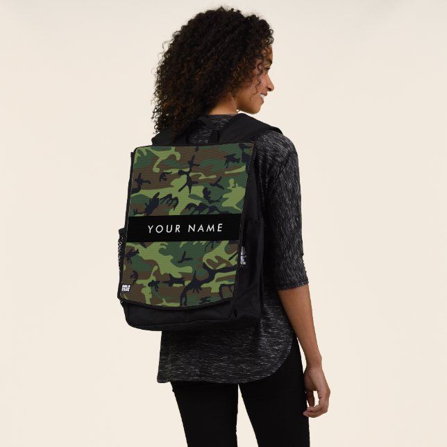 Green Camouflage Pattern, Your name, Personalize Backpack (Worn)