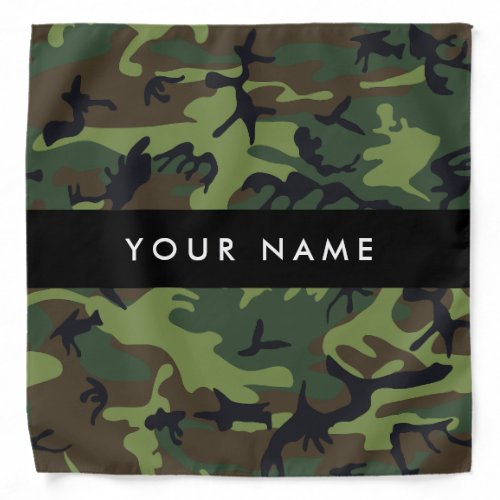 Green Camouflage Pattern Your name Personalize Bandana