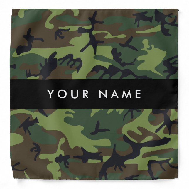 Green Camouflage Pattern, Your name, Personalize Bandana (Front)