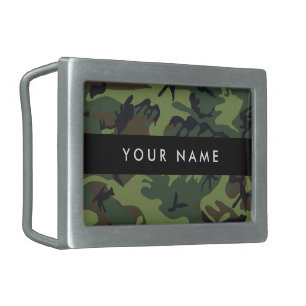 Green Camouflage Pattern, Your name, Personalize Belt Buckle