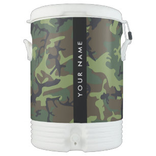 Green Camouflage Pattern, Your name, Personalize Beverage Cooler