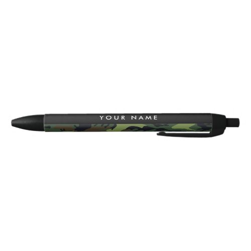 Green Camouflage Pattern Your name Personalize Black Ink Pen