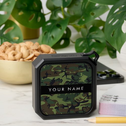 Green Camouflage Pattern Your name Personalize Bluetooth Speaker