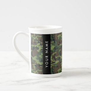 Green Camouflage Pattern, Your name, Personalize Bone China Mug
