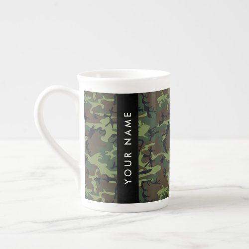 Green Camouflage Pattern Your name Personalize Bone China Mug