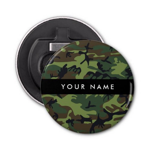 Green Camouflage Pattern Your name Personalize Bottle Opener