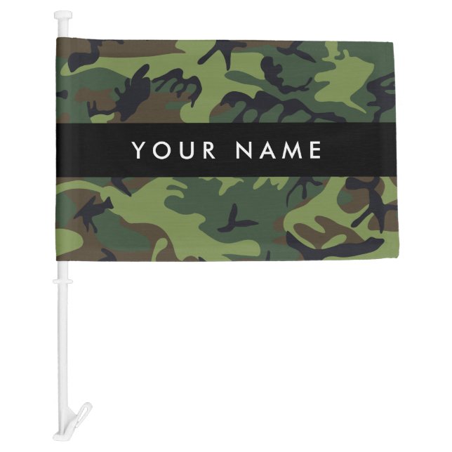 Green Camouflage Pattern, Your name, Personalize Car Flag (Front)