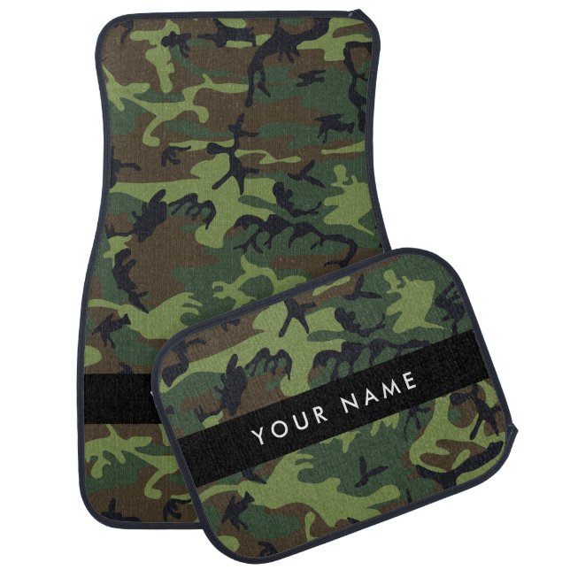 Green Camouflage Pattern, Your name, Personalize Car Floor Mat (Set)