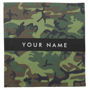 Green Camouflage Pattern, Your name, Personalize Cloth Napkin