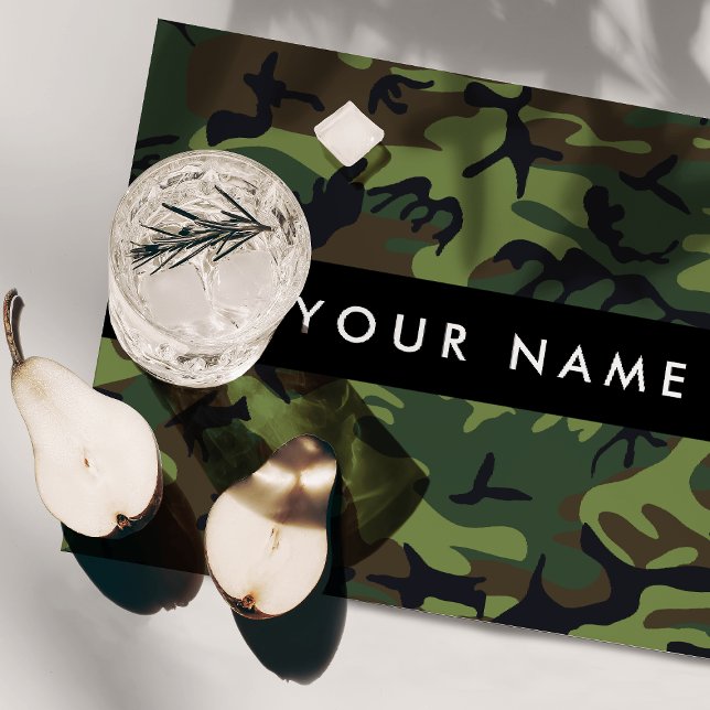 Green Camouflage Pattern, Your name, Personalize Cloth Placemat (Creator Uploaded)