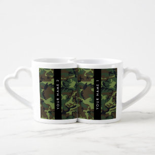 Green Camouflage Pattern, Your name, Personalize Coffee Mug Set