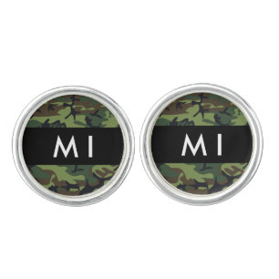 Green Camouflage Pattern, Your name, Personalize Cufflinks