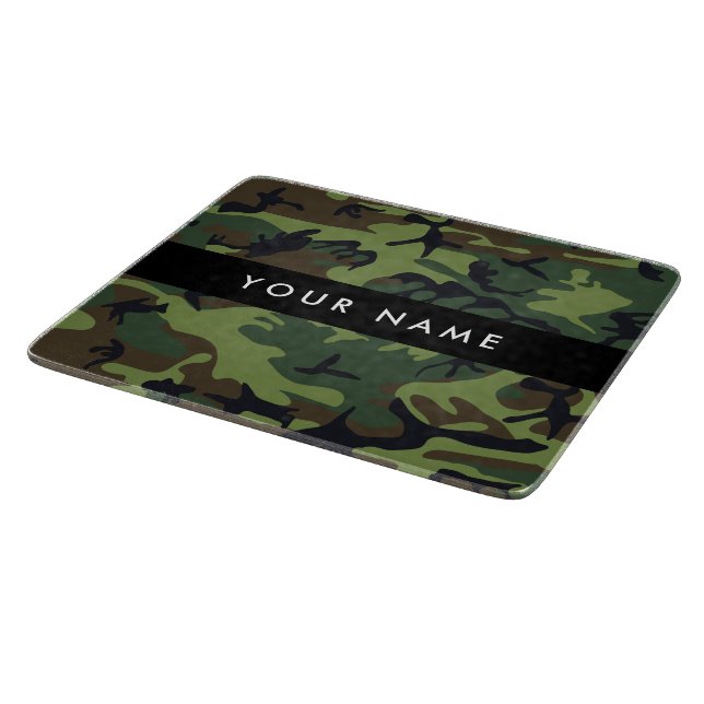 Green Camouflage Pattern, Your name, Personalize Cutting Board (Corner)