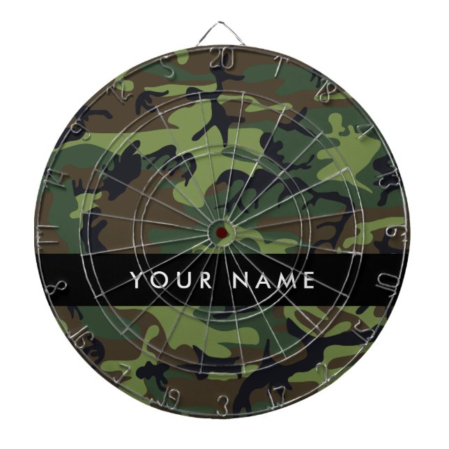Green Camouflage Pattern, Your name, Personalize Dart Board (Front)