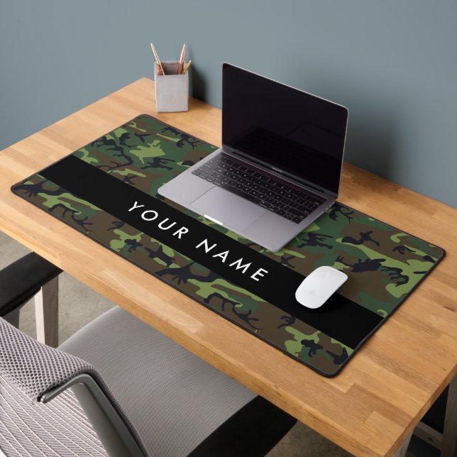 Green Camouflage Pattern, Your name, Personalize Desk Mat (Office 2)