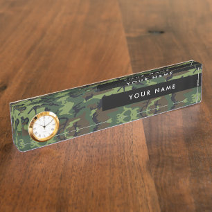 Green Camouflage Pattern, Your name, Personalize Desk Name Plate