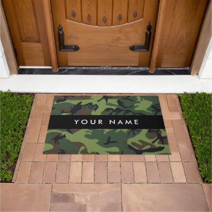 Green Camouflage Pattern, Your name, Personalize Doormat