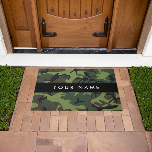 Green Camouflage Pattern Your name Personalize Doormat