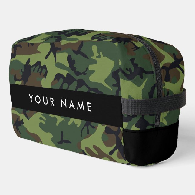 Green Camouflage Pattern, Your name, Personalize Dopp Kit (Left Corner)