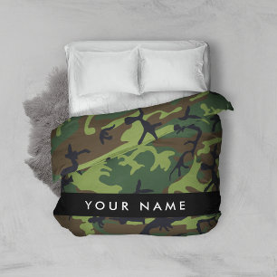 Green Camouflage Pattern, Your name, Personalize Duvet Cover