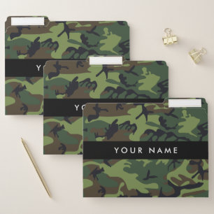Green Camouflage Pattern, Your name, Personalize File Folder