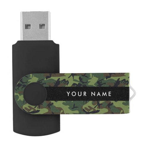 Green Camouflage Pattern Your name Personalize Flash Drive