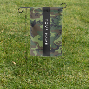 Green Camouflage Pattern, Your name, Personalize Garden Flag